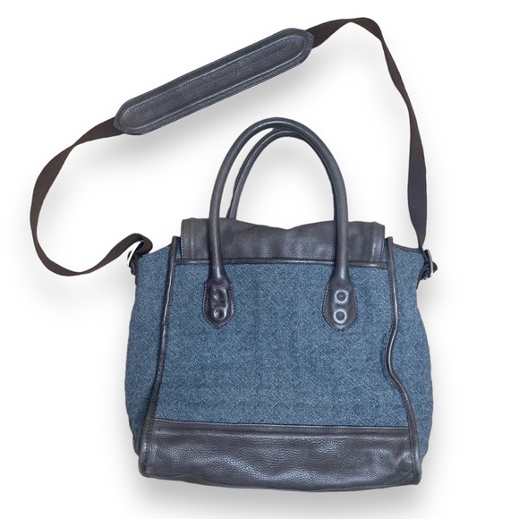 Cole Haan Brooke Flap Tote Purse Leather Wool - Picture 6 of 6